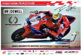 Tommy Bridewell - 2024 British Superbike Championship - 18 x 12 Autographed Promotional Poster