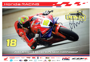 Andrew Irwin - 2024 British Superbike Championship - 18 x 12 Autographed Promotional Poster