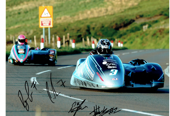 Ryan & Callum Crowe / Jevan Walmsley & Peter Founds - TT 2024 - 18 x 12 Autographed Picture