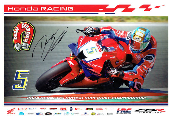 Dean Harrison - 2024 British Superbike Championship - 18 x 12 Autographed Promotional Poster