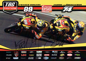 Fraser Rogers & Jaimie VanSikkelerus - 2024 British Superbike Championship - A4 Autographed Promotional Poster
