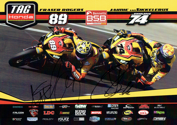Fraser Rogers & Jaimie VanSikkelerus - 2024 British Superbike Championship - A4 Autographed Promotional Poster