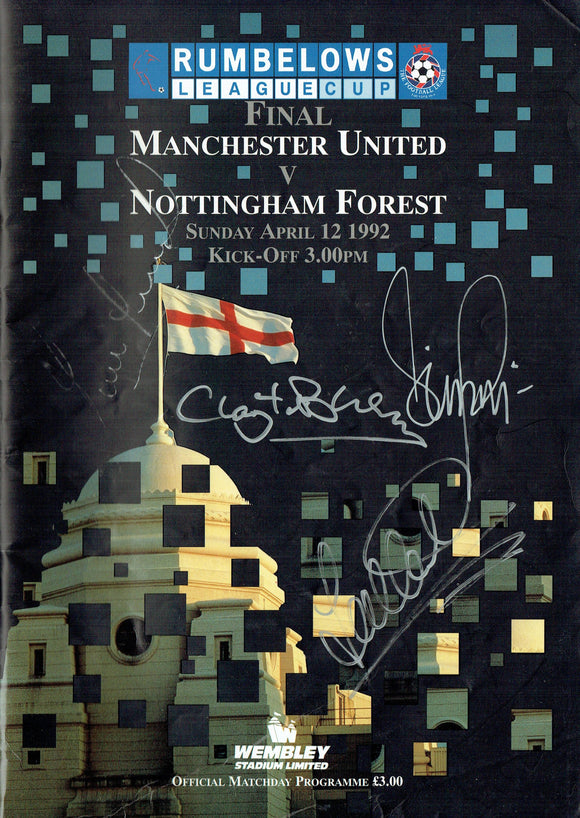 Manchester United v Nottingham Forest - 1992 Signed Rumbelows Cup Final Programme
