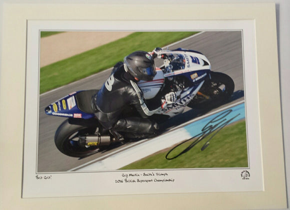 Guy Martin - Smiths Triumph - TT 2015 - 16 x 12 Mounted Autographed Print
