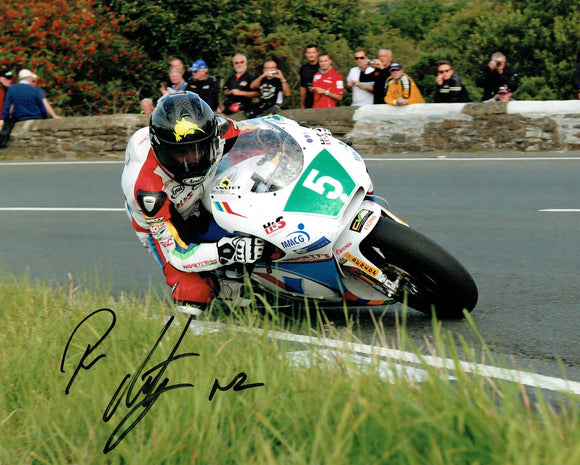 Bruce Anstey - Gooseneck - TT 2015 - 10 x 8 Autographed Picture