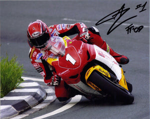Gary Johnson - Signpost Corner - TT 2009 - 16 x 12 Autographed Picture