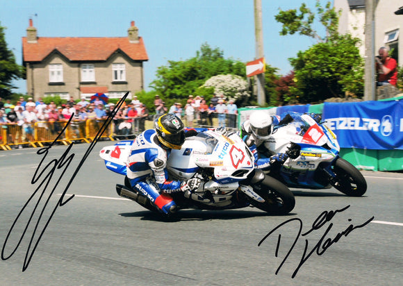 Guy Martin & Dean Harrison -Southern 100 - TT 2014 - 12 x 8 Autographed Picture