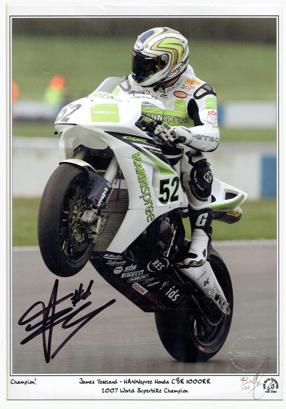 James Toseland - World Superbike 2007 - Ten Kate Honda - 16 x 12 Autographed Print.