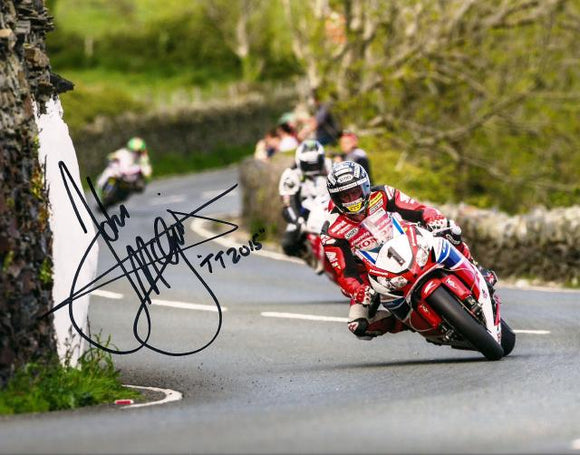 John McGuinness - Gooseneck Approach - TT 2015 - 16 x 12 Autographed Picture