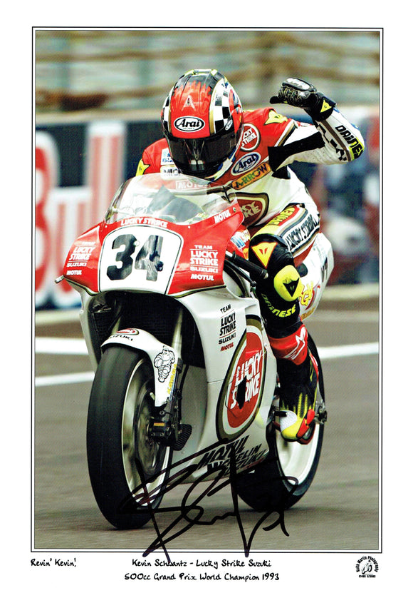 Kevin Schwantz - 500cc World Championship - 16 x 12 Mounted Autographed Print