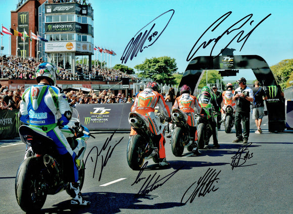 Hickman / Johnston / Cummins / Hutchinson / Harrison / Hillier - Superbike Race - 16 x 12 Autographed Picture