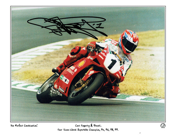 Carl Fogarty - Ducati - World Super-Bikes - 16 x 12 Mounted Autographed Print