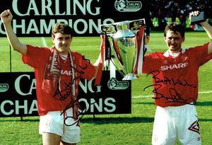 Steve Bruce & Bryan Robson - Manchester United - 12 x 8 Autographed Picture