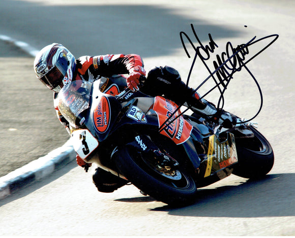 John McGuinness - Signpost Corner - TT 2006 - 10 x 8 Autographed Picture