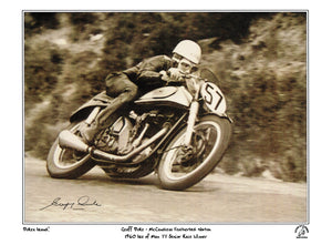 Geoff Duke - McCandless Featherbed Norton - TT 1950 - 16 x 12 Autographed Limited Edition Print