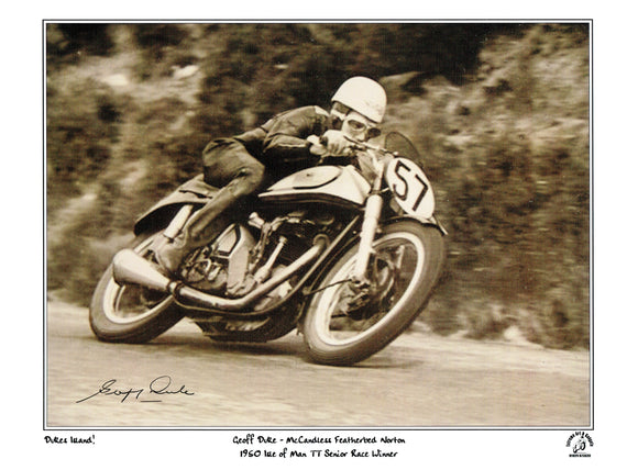 Geoff Duke - McCandless Featherbed Norton - TT 1950 - 16 x 12 Autographed Limited Edition Print