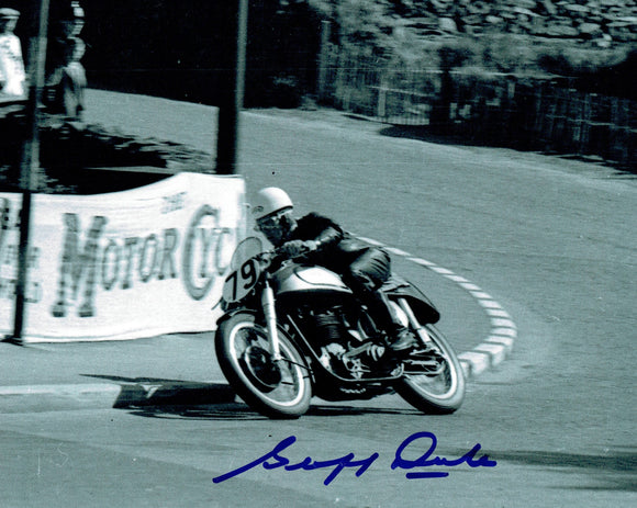 Geoff Duke - Quarter Bridge - No 79 - 10 x 8 Autographed Picture
