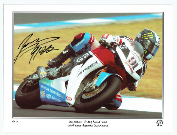 Leon Haslam - Ducati - World Super-Bikes - 16 x 12 Mounted Autographed Print