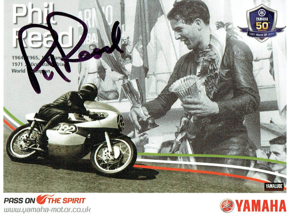 Phil Read - Yamaha 50 Years - 6 x 4 Autographed Postcard