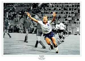 David Platt - England - 1990 World Cup Finals - 16 x 12 Autographed Picture