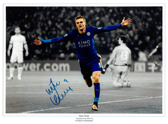 Jamie Vardy - Leicester City F.C. - 16 x 12 Autgraphed Picture