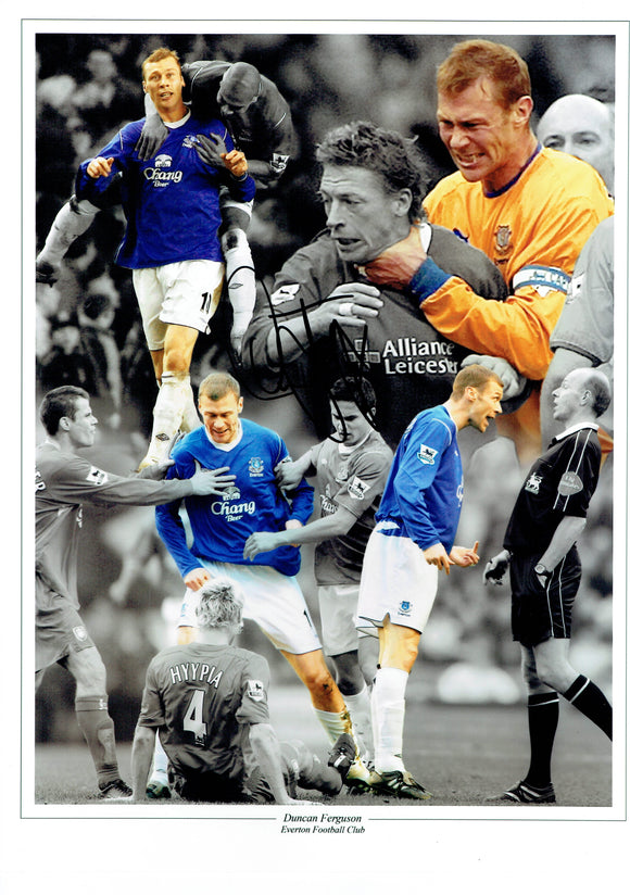 Duncan Ferguson - Everton - 16 x 12 Autographed Picture