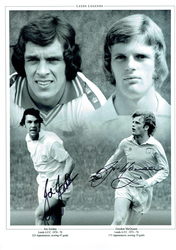 Gordon McQueen & Joe Jordon - Leeds F.C. - 16 x 12 Autographed Picture