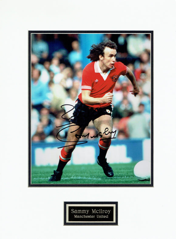 Sammy McIlroy - Manchester United - Mounted 12 x 8 Autographed Picture