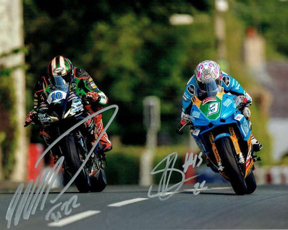 Peter Hickman - Lee Johnston - Ballagarey  - TT 2022 - 16 x 12 Autographed Picture