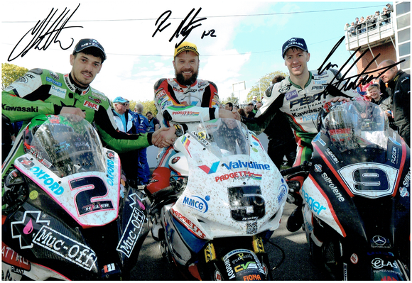 Bruce Anstey / Ian Hutchinson / James Hiller - Podium TT 2015 - 18 x 12 Autographed Picture