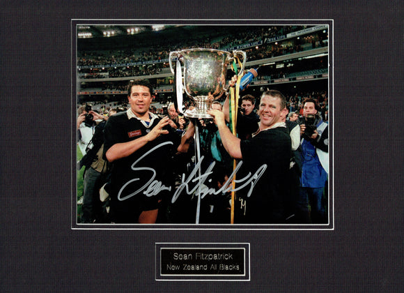 Sean Fitzpatrick - New Zealand All Blacks - 12 x 8 Mounted Autographed Picture.