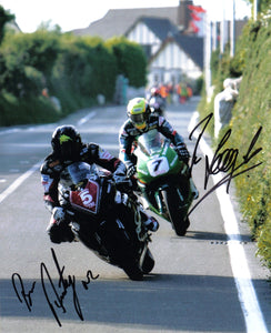 Bruce Anstey & Ian Lougher - Signpost Corner - TT 2006 - 10 x 8 Autographed Picture