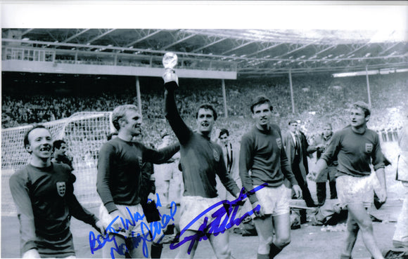 Geoff Hurst & Nobby Stiles M.B.E - 1966 World Cup Final - 12 x 8 Autographed Picture