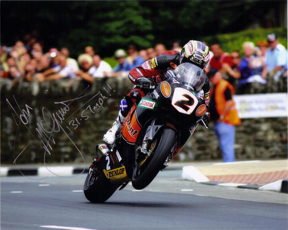 John McGuinness - St Ninians  - TT 2009  - 16 x 12 Autographed Picture