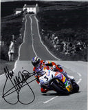 John McGuinness -  Creg Ny Baa B&W - TT 2008  - 16 x 12 Autographed Picture