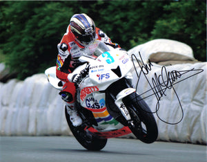 John McGuinness -  Sulby Bridge - TT 2008  - 16 x 12 Autographed Picture