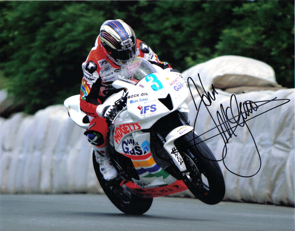 John McGuinness -  Sulby Bridge - TT 2008  - 10 x 8 Autographed Picture