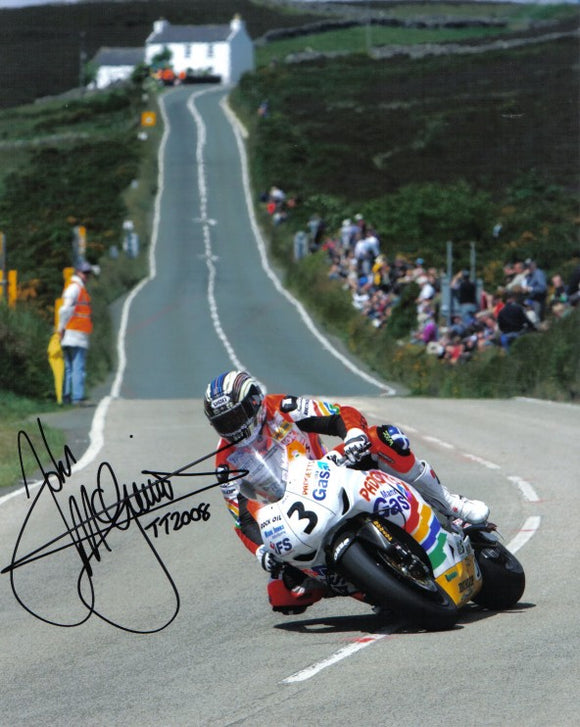 John McGuinness -  Creg Ny Baa - TT 2008  - 10 x 8 Autographed Picture