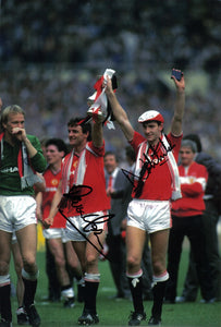 Norman Whiteside & Kevin Moran - Manchester United - 1985 F.A. Cup Final 10 x 8 Autographed Picture